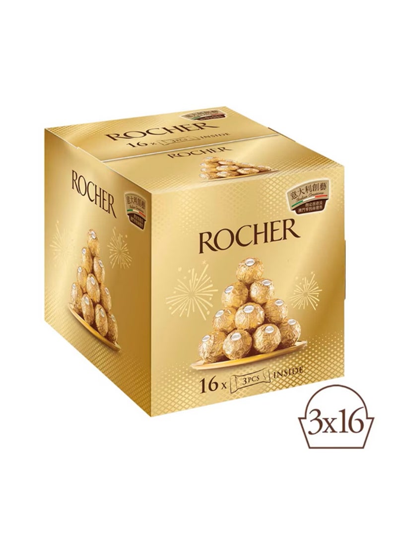 Ferrero Rocher Chocolate, 3 Pieces × 16 Packs (600 g)